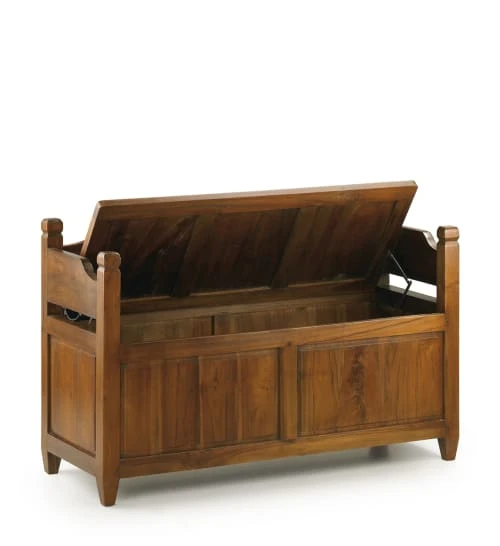 MOYCOR Banquettes Banc Avec Coffre De Rangement En Mindi Marron L110 4 MOYCOR Banquettes Banc Avec Coffre De Rangement En Mindi Marron L110 – Image 2