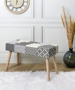 Toilinux Banquettes Banc Patchwork Sur Pieds Gris Et Beige 10 Toilinux Banquettes Banc Patchwork Sur Pieds Gris Et Beige -Magasin Méridiennes banc patchwork sur pieds gris et beige 2