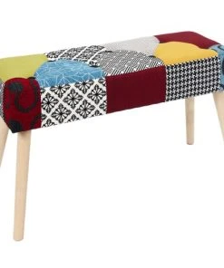 Toilinux Banquettes Banc Patchwork Sur Pieds Multicolore