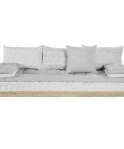 Maisons Du Monde Banquettes Banquette 2/3 Places En Coton Gris Et Blanc