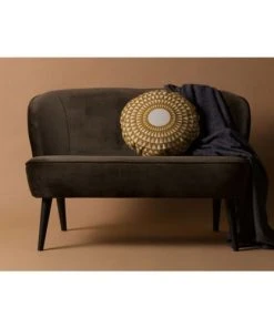 Woood Canapés Petits Prix Banquette 2 Places Velours Vert Kaki -Magasin Méridiennes banquette 2 places velours vert kaki 3