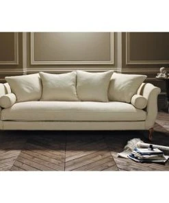 Maisons Du Monde Canapés Droits Banquette 3 Places En Coton Coloris Lin -Magasin Méridiennes banquette 3 places en coton coloris lin 1000 7 22 104982 7