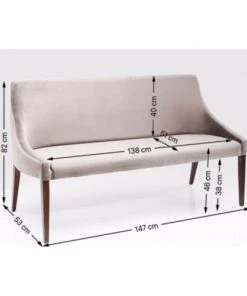 Kare Design Banquettes Banquette 3 Places En Velours Gris -Magasin Méridiennes banquette 3 places en velours gris 2