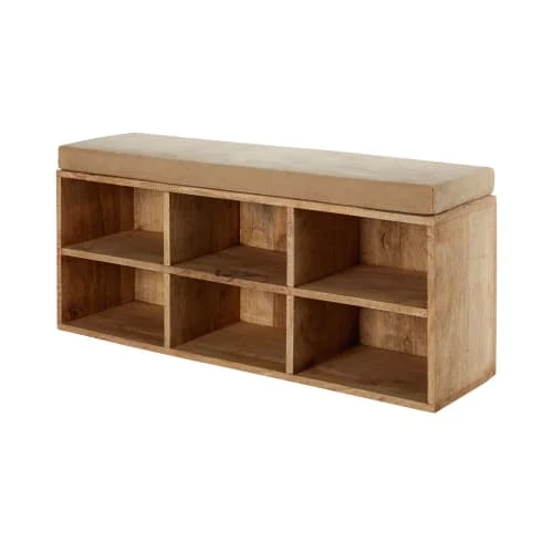 Maisons Du Monde Banquettes Banquette 6 Casiers En Manguier Et Coton Beige Foncé 4 Maisons Du Monde Banquettes Banquette 6 Casiers En Manguier Et Coton Beige Foncé – Image 2