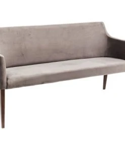 Kare Design Banquettes Banquette Avec Accoudoirs 3 Places En Velours Gris -Magasin Méridiennes banquette avec accoudoirs 3 places en velours gris 4