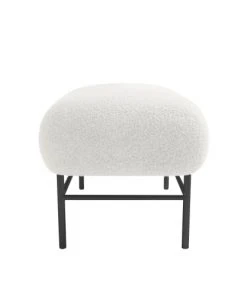 Potiron Paris Banquettes Banquette Blanche Effet Laine Bouclée Et Métal Noir -Magasin Méridiennes banquette blanche effet laine bouclee et metal noir 2