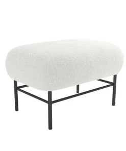 Potiron Paris Banquettes Banquette Blanche Effet Laine Bouclée Et Métal Noir -Magasin Méridiennes banquette blanche effet laine bouclee et metal noir 3