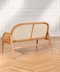 Robin Des Bois Banquettes Banquette Chêne Cannage Et Lin Naturel 2 Places -Magasin Méridiennes banquette chene cannage et lin naturel 2 places 5