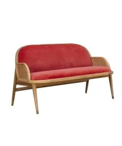 Robin Des Bois Banquettes Banquette Chêne Cannage Et Velours 2 Places Brique