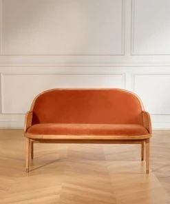 Robin Des Bois Banquettes Banquette Chêne Cannage Et Velours 2 Places Caramel -Magasin Méridiennes banquette chene cannage et velours 2 places caramel 2