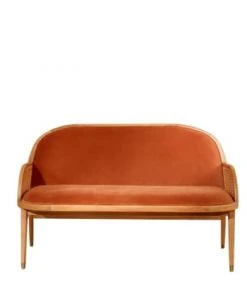 Robin Des Bois Banquettes Banquette Chêne Cannage Et Velours 2 Places Caramel