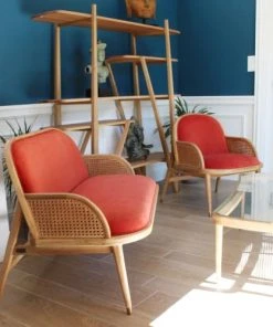 Robin Des Bois Banquettes Banquette Chêne Cannage Et Velours 2 Places Caramel -Magasin Méridiennes banquette chene cannage et velours 2 places caramel 5