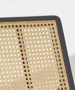 Robin Des Bois Banquettes Banquette Chêne Laqué Noir Cannage Et Velours 2 Places Brique -Magasin Méridiennes banquette chene laque noir cannage et velours 2 places brique 4