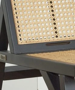 Robin Des Bois Banquettes Banquette Chêne Laqué Noir Cannage Et Velours 2 Places Caramel -Magasin Méridiennes banquette chene laque noir cannage et velours 2 places caramel 5