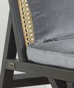 Robin Des Bois Banquettes Banquette Chêne Laqué Noir Cannage Et Velours 2 Places Gris Loup -Magasin Méridiennes banquette chene laque noir cannage et velours 2 places gris loup 2