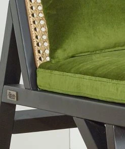 Robin Des Bois Banquettes Banquette Chêne Laqué Noir Cannage Et Velours 2 Places Vert Vintage -Magasin Méridiennes banquette chene laque noir cannage et velours 2 places vert vintage 2