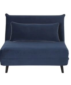 Maisons Du Monde Canapés Petits Prix Banquette Clic-clac 1 Place En Velours Bleu
