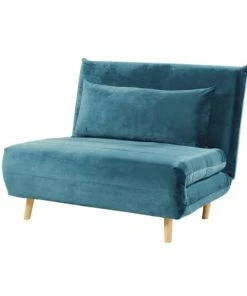 Maisons Du Monde Canapés Petits Prix Banquette Clic-clac 1 Place En Velours Bleu Pétrole