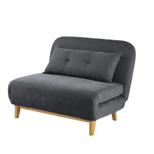 Maisons Du Monde Canapés Petits Prix Banquette Clic-clac 1 Place En Velours Gris Anthracite 5 Maisons Du Monde Canapés Petits Prix Banquette Clic-clac 1 Place En Velours Gris Anthracite – Image 3