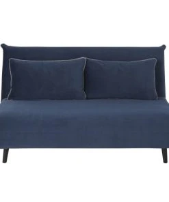 Maisons Du Monde Canapés Petits Prix Banquette Clic-clac 2 Places En Velours Bleu