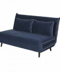 Maisons Du Monde Canapés Petits Prix Banquette Clic-clac 2 Places En Velours Bleu -Magasin Méridiennes banquette clic clac 2 places en velours bleu 1000 5 25 216177 3