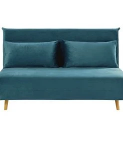 Maisons Du Monde Canapés Petits Prix Banquette Clic-clac 2 Places En Velours Bleu Pétrole