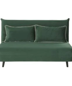 Maisons Du Monde Canapés Petits Prix Banquette Clic-clac 2 Places En Velours Vert