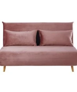 Maisons Du Monde Canapés Petits Prix Banquette Clic-clac 2 Places En Velours Vieux Rose