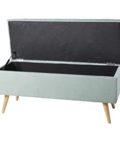 Maisons Du Monde Banquettes Banquette Coffre 2 Places En Lin Vert Et Hévéa -Magasin Méridiennes banquette coffre 2 places en lin vert et hevea 1000 1 19 190792 3