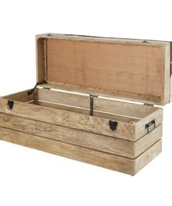 Maisons Du Monde Banquettes Banquette Coffre 2 Places En Manguier Et Peau De Vache -Magasin Méridiennes banquette coffre 2 places en manguier et peau de vache 1000 12 0 189256 3