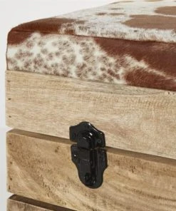 Maisons Du Monde Banquettes Banquette Coffre 2 Places En Manguier Et Peau De Vache -Magasin Méridiennes banquette coffre 2 places en manguier et peau de vache 1000 12 0 189256 6