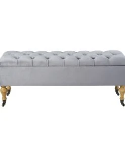 Maisons Du Monde Banquettes Banquette Coffre 2 Places En Velours Gris