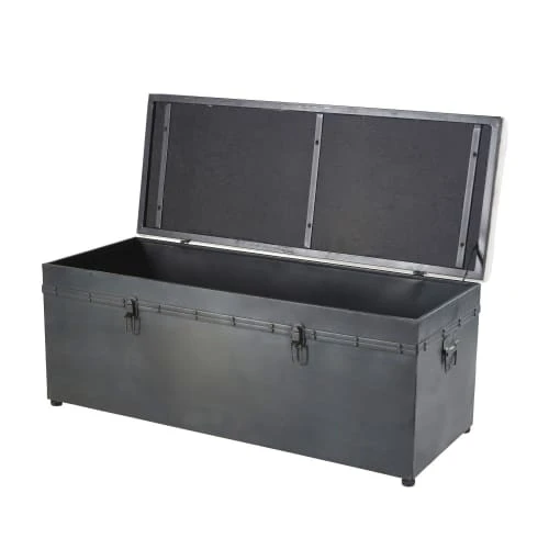 Maisons Du Monde Banquettes Banquette Coffre 3 Places En Coton écru Et Métal Noir 5 Maisons Du Monde Banquettes Banquette Coffre 3 Places En Coton écru Et Métal Noir – Image 3