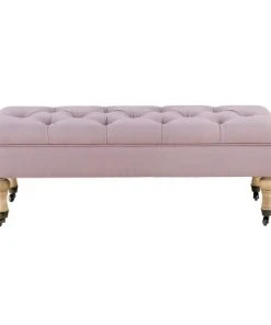 Maisons Du Monde Banquettes Banquette Coffre à Roulettes En Lin Rose