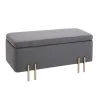 Homcom Banquettes Banquette Coffre De Rangement Velours Gris Foncé Piètement Métal Doré