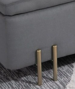 Homcom Banquettes Banquette Coffre De Rangement Velours Gris Foncé Piètement Métal Doré -Magasin Méridiennes banquette coffre de rangement velours gris fonce pietement metal dore 5