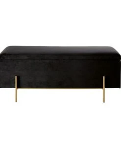 Maisons Du Monde Banquettes Banquette Coffre En Velours Noir Et Métal Doré