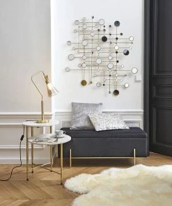 Maisons Du Monde Banquettes Banquette Coffre En Velours Noir Et Métal Doré -Magasin Méridiennes banquette coffre en velours noir et metal dore 1000 14 10 203657 4