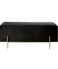 Maisons Du Monde Banquettes Banquette Coffre En Velours Vert Et Métal Doré -Magasin Méridiennes banquette coffre en velours noir et metal dore chris 1000 14 10 203657 1