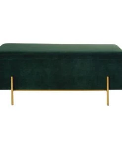 Maisons Du Monde Banquettes Banquette Coffre En Velours Vert Et Métal Doré