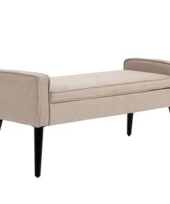 Homcom Banquettes Banquette Coffre Rangement 2 En 1 Contemporain Bois Noir Tissu Beige -Magasin Méridiennes banquette coffre rangement 2 en 1 contemporain bois noir tissu beige 3