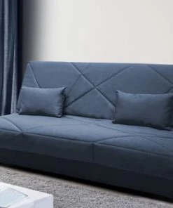 DIVA SALON Banquette Convertible Clic-clac 3 Places En Tissu Bleu -Magasin Méridiennes banquette convertible clic clac 3 places en tissu bleu 4