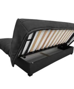 DIVA SALON Banquette Convertible Clic-clac 3 Places En Tissu Gris Charbon -Magasin Méridiennes banquette convertible clic clac 3 places en tissu gris charbon 2