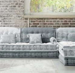 Maisons Du Monde Canapés D'angle Banquette D'angle Modulable 6 Places En Coton Grise Et Blanche -Magasin Méridiennes banquette d angle modulable 6 places en coton grise et blanche 1000 7 21 133763 6