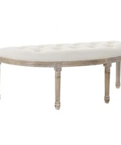Wadiga Banquettes Banquette Demi-lune Capitonnée Classique Bois Et Polyester Beige
