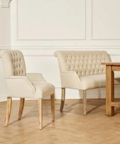 Robin Des Bois Banquettes Banquette En Lin Capitonné Beige 3 Places -Magasin Méridiennes banquette en lin capitonne beige 3 places 2