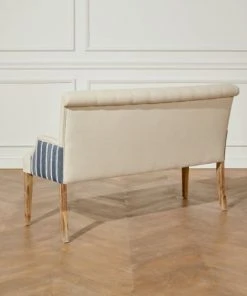 Robin Des Bois Banquettes Banquette En Lin Capitonné Et Tissu Imprimé 3 Places -Magasin Méridiennes banquette en lin capitonne et tissu imprime 3 places 5