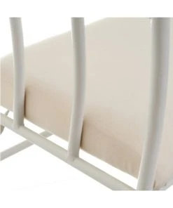 Wadiga Banquettes Banquette En Métal Blanc Et Assise Rembourrée Coton Beige 68x30x64cm -Magasin Méridiennes banquette en metal blanc et assise rembourree coton beige 68x30x64cm 4