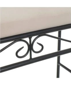 Wadiga Banquettes Banquette En Métal Noir Et Assise Rembourrée Coton Beige 74x30x63cm -Magasin Méridiennes banquette en metal noir et assise rembourree coton beige 74x30x63cm 2