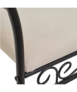 Wadiga Banquettes Banquette En Métal Noir Et Assise Rembourrée Coton Beige 74x30x63cm -Magasin Méridiennes banquette en metal noir et assise rembourree coton beige 74x30x63cm 4